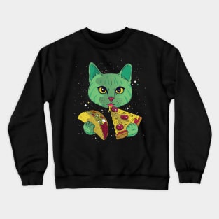 Cosmic Pizza Cat Crewneck Sweatshirt